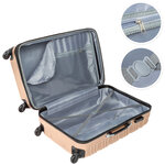 Tectake set de 4 valises trolley - abs - 4 roues pivotantes à 360° - champagne