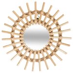 Lot de 3 miroirs en forme de soleil - Rotin - Beige naturel - D28 x 3 cm