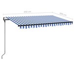 vidaXL Auvent automatique capteur de vent/LED 450x300 cm Bleu et blanc