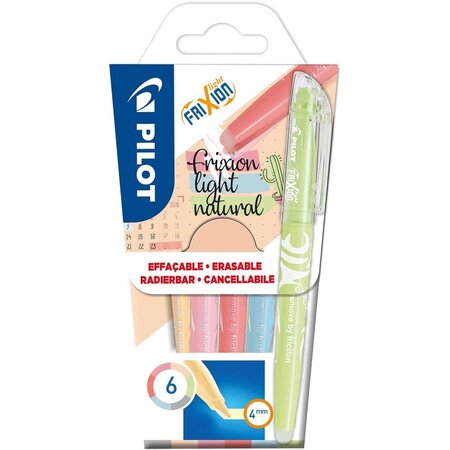 Etui de 6 surligneurs frixion light natural assortis pilot