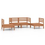 vidaXL Salon de jardin 4 Pièces Marron miel Bois de pin massif
