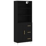 vidaXL Buffet haut Noir 69 5x34x180 cm Bois d'ingénierie