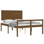 vidaXL Cadre de lit avec tête de lit marron miel 140x190cm bois massif