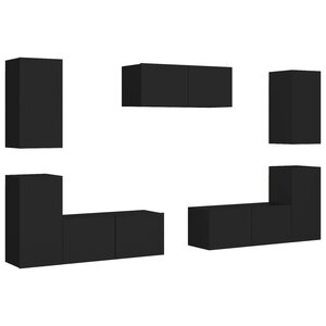 vidaXL Ensemble de meubles TV 7 Pièces Noir Aggloméré