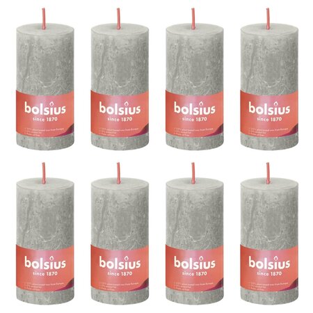 Bolsius Bougies pilier rustiques Shine 8 Pièces 100x50 mm Gris sableux