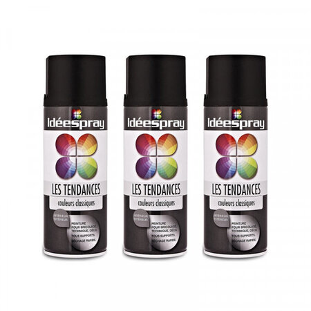 Lot 3 bombes de peinture - noir satiné - sinto