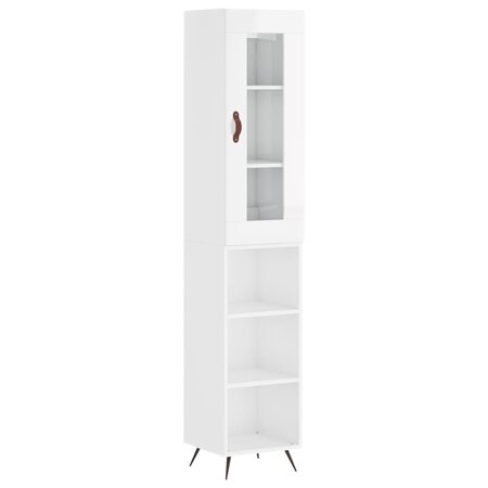 vidaXL Buffet haut Blanc brillant 34 5x34x180 cm Bois d'ingénierie