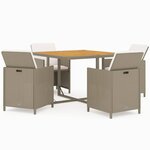 vidaXL Meubles à dîner de jardin 5 Pièces et coussins Poly rotin Beige