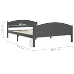 vidaXL Cadre de lit Gris foncé Bois de pin massif 160x200 cm