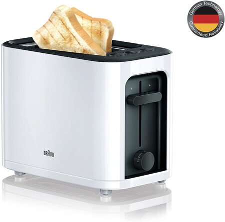 Grille Pain Avec 2 Fentes 1000W Blanc Noir