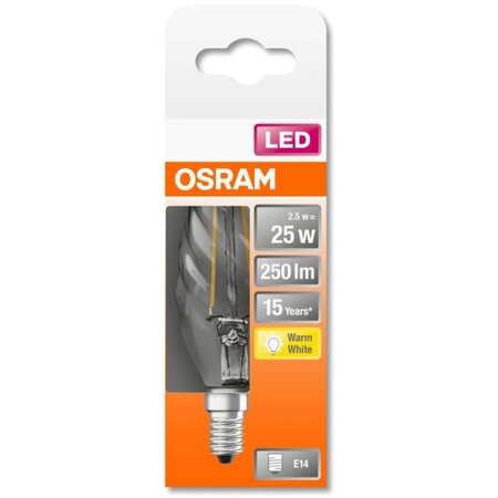 Osram ampoule led flamme torsadée clair filament 2 5w=25 e14 chaud