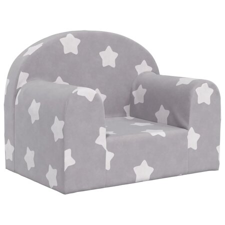 vidaXL Canapé pour enfants Gris clair avec étoiles Peluche douce