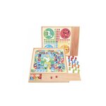 JEUJURA Jeux de l'oie et petits chevaux - Plateau avec plumier en bois