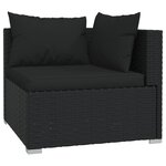 vidaXL Salon de jardin 5 Pièces avec coussins Résine tressée Noir