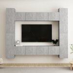vidaXL Ensemble de meubles TV 8 Pièces Gris béton Aggloméré