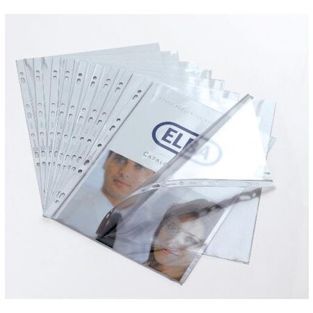 Boîte de 100 pochettes perforées Cartofix en PVC 8/100e, perforation 9 trous ELBA