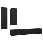 vidaXL Ensemble de meuble TV 4 Pièces Noir Aggloméré
