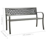 vidaXL Banc de jardin 125 cm Acier Gris
