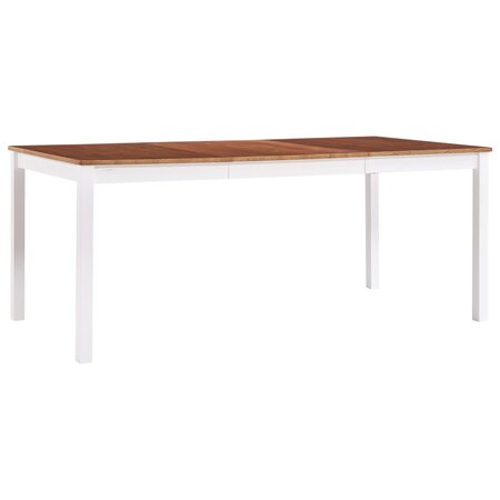 vidaXL Table de salle à manger Blanc et marron 180 x 90 x 73 cm Pin