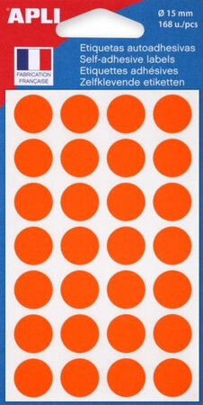 Pochettes 168 Pastilles Orange Ø 15