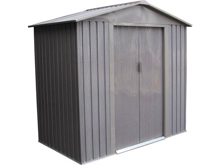 Abri jardin métal "Bois vieilli 64" - 2 43m² - 201 x 121 x 190 cm - Gris