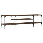 vidaXL Meuble TV chêne fumé 161x35x45 cm bois d'ingénierie et fer