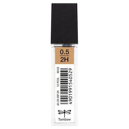 Etui de 12 mines pour porte-mine pointe calibrée 0 5 mm dureté 2h x 12 tombow