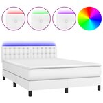vidaXL Sommier tapissier et matelas et LED Blanc 140x190 cm Similicuir