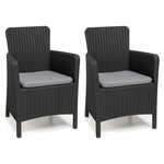 Allibert Chaises à dîner de jardin 2 Pièces Trenton Graphite