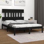 vidaXL Cadre de lit Noir Bois massif 120x190 cm Petit Double