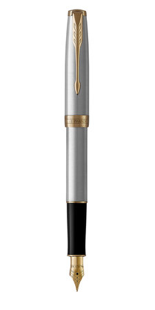PARKER Sonnet Stylo plume  acier inoxydable  Plume moyenne  encre noire  Coffret cadeau