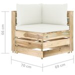 vidaXL Salon de jardin 5 Pièces avec coussins vert bois imprégné