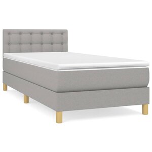 vidaXL Lit à sommier tapissier et matelas Gris clair 90x190 cm Tissu