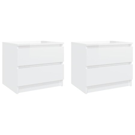 vidaXL Tables de chevet 2 Pièces Blanc brillant 50x39x43 5 cm Aggloméré