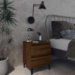 vidaXL Tables de chevet pieds en métal 2 Pièces Chêne marron 40x35x50 cm