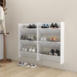 vidaXL Armoires à chaussures murales 2 Pièces Blanc brillant 60x18x90 cm