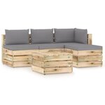 vidaXL Salon de jardin 5 Pièces avec coussins Bois imprégné de vert