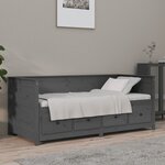 vidaXL Lit de jour Gris 100x200 cm Bois de pin massif