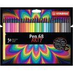Etui carton x 30 feutres de dessin stabilo pen 68 arty