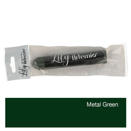 Stick Lily Metal Green - Peinture À L'Huile - 10X1 7 Cm