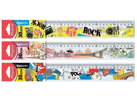 Règle plate TATOO Plastique 30 cm MAPED