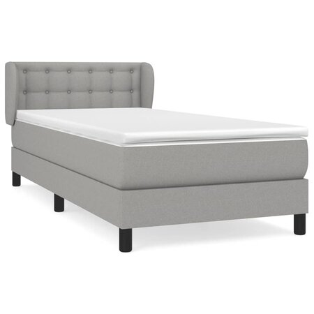 vidaXL Lit à sommier tapissier et matelas Gris clair 90x190 cm Tissu
