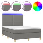 vidaXL Sommier tapissier et matelas et LED Gris foncé 140x200 cm Tissu