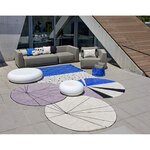 Tapis coton rond lignes graphiques - beige - 160 Ø