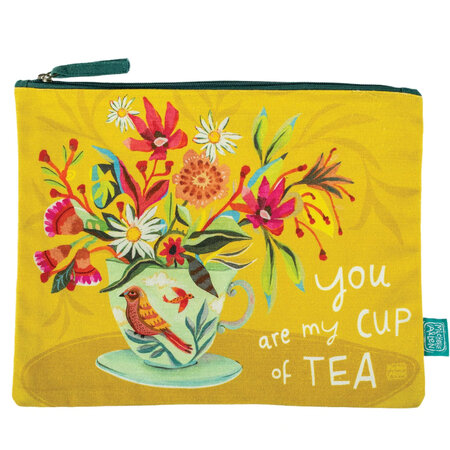 Grande pochette plate tasse de thé en coton décorée allen