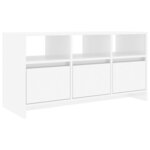vidaXL Meuble TV Blanc brillant 102x37 5x52 5 cm Aggloméré