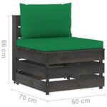 vidaXL Salon de jardin 7 Pièces avec coussins Bois imprégné de gris