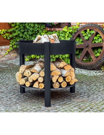 Brasero de jardin SOLAFA XL avec range bois en acier