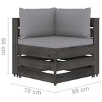 vidaXL Salon de jardin 10 Pièces avec coussins Bois imprégné de gris
