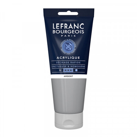 Peinture acrylique en tube - argent - 200ml - lefranc & bourgeois